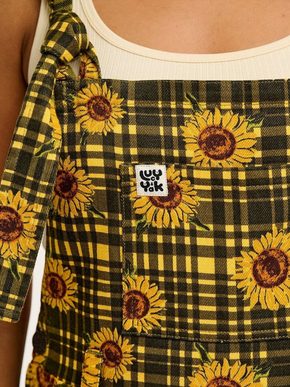Lucy & Yak Easton Dungarees Green Sunday Sunflowers Print UK 16 NWT